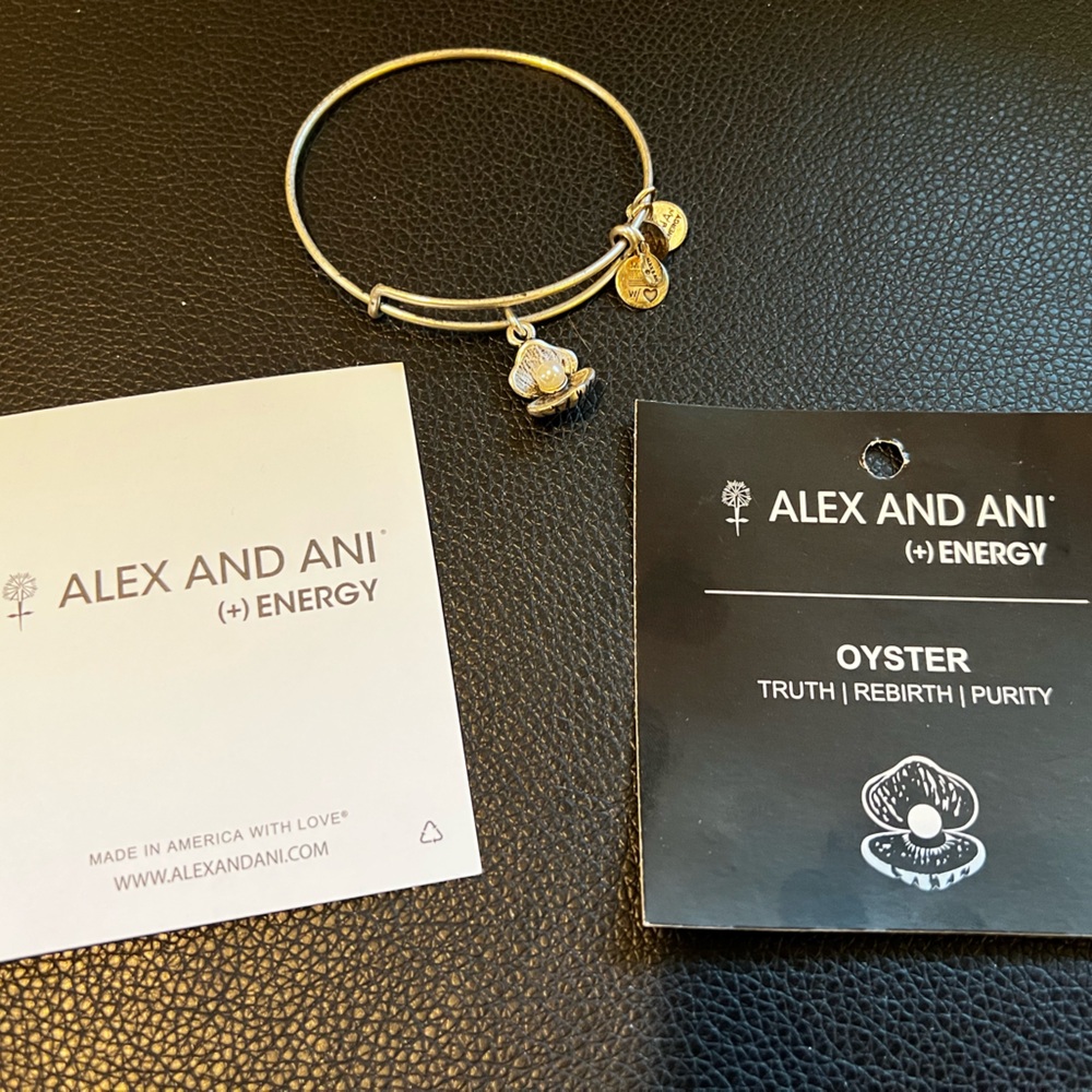 Alex and Ani Silver Oyster Charm Bracelet